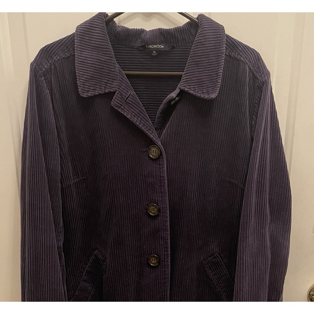 Chadwicks Wide Corduroy Blue Jacket Button Chore Grunge‎ 90s Y2K Women's XL